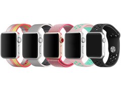 Set 5 Curele iUni compatibile cu Apple Watch 1/2/3/4/5/6/7, 42mm, Multicolor, Gri, Roz, Roz/Albastru